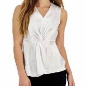 Alfani Size 0X White Twisted Front Tank Top Sleeveless V-neck Business Carrier
